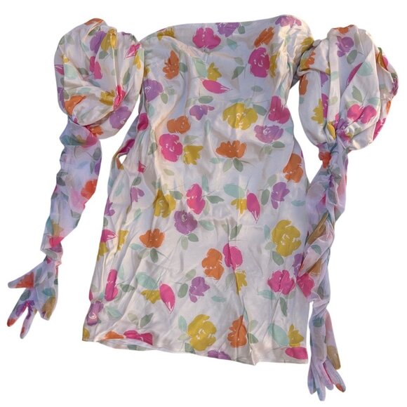 For Love And Lemons Coquette Girl Hazel Floral Romantic Mini Dress Size XS NEW - Picture 11 of 16